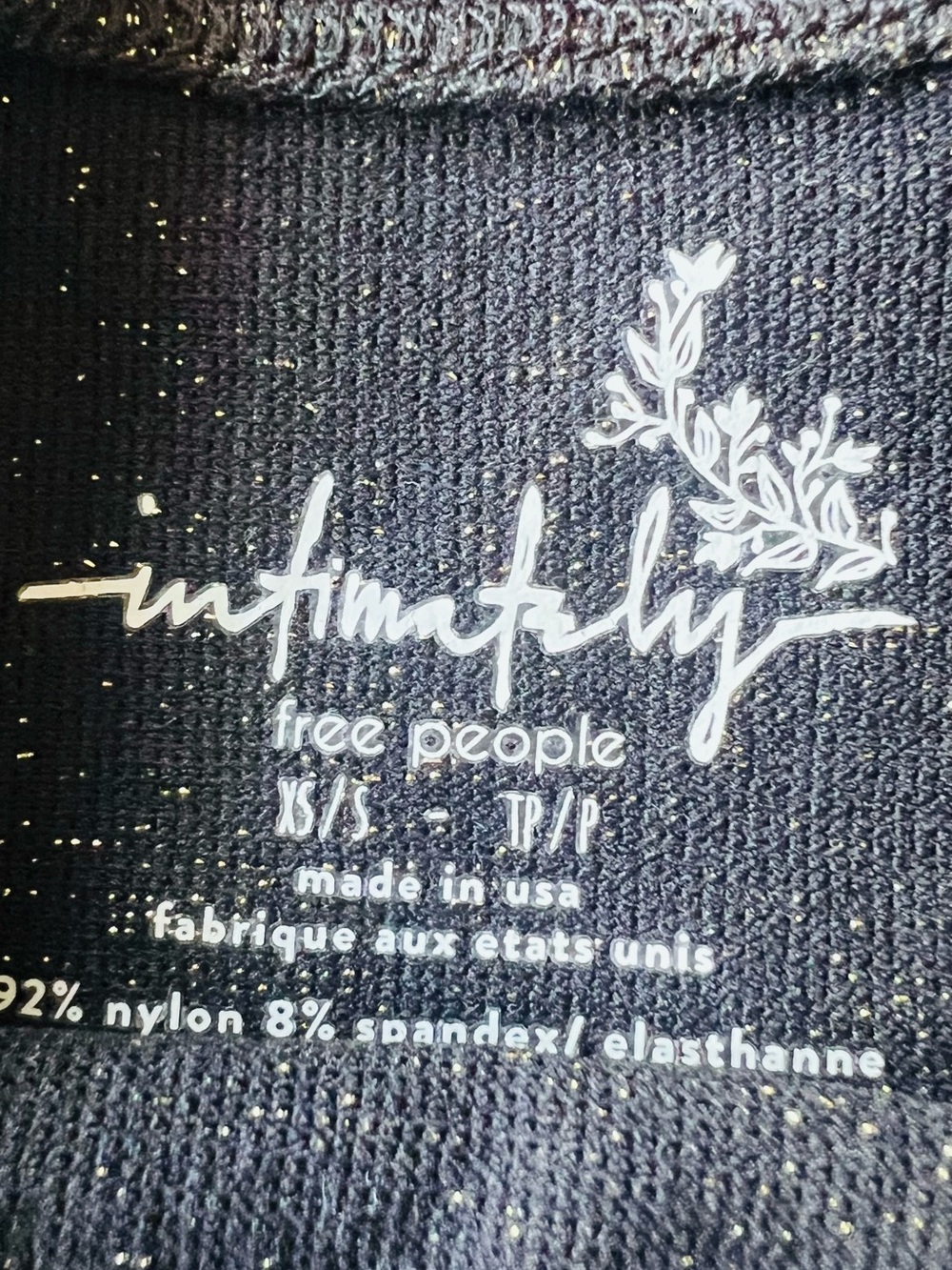 NWT Intimately Free People Black Gold Metallic Shim Crop Tank Cami Bralette XS/S - Picture 6 of 10